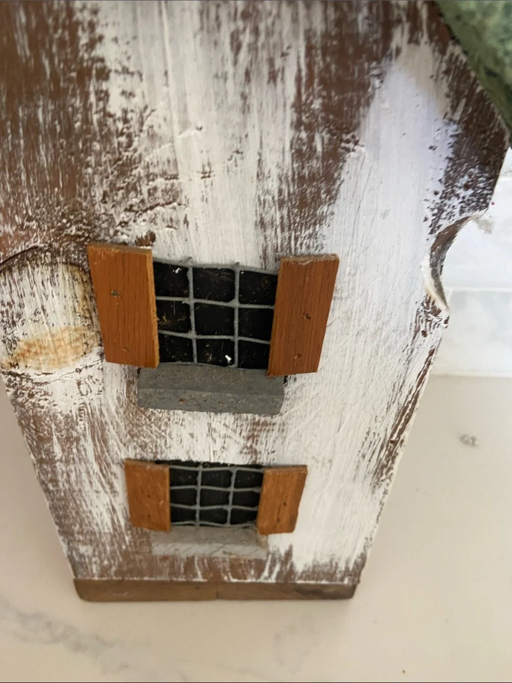 Handcrafted Rustic Green & Brown Birdhouse Decorative Accent